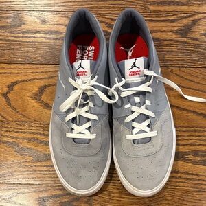 Jordan Men's Gray Suede Low-Top Sneakers with White Laces
